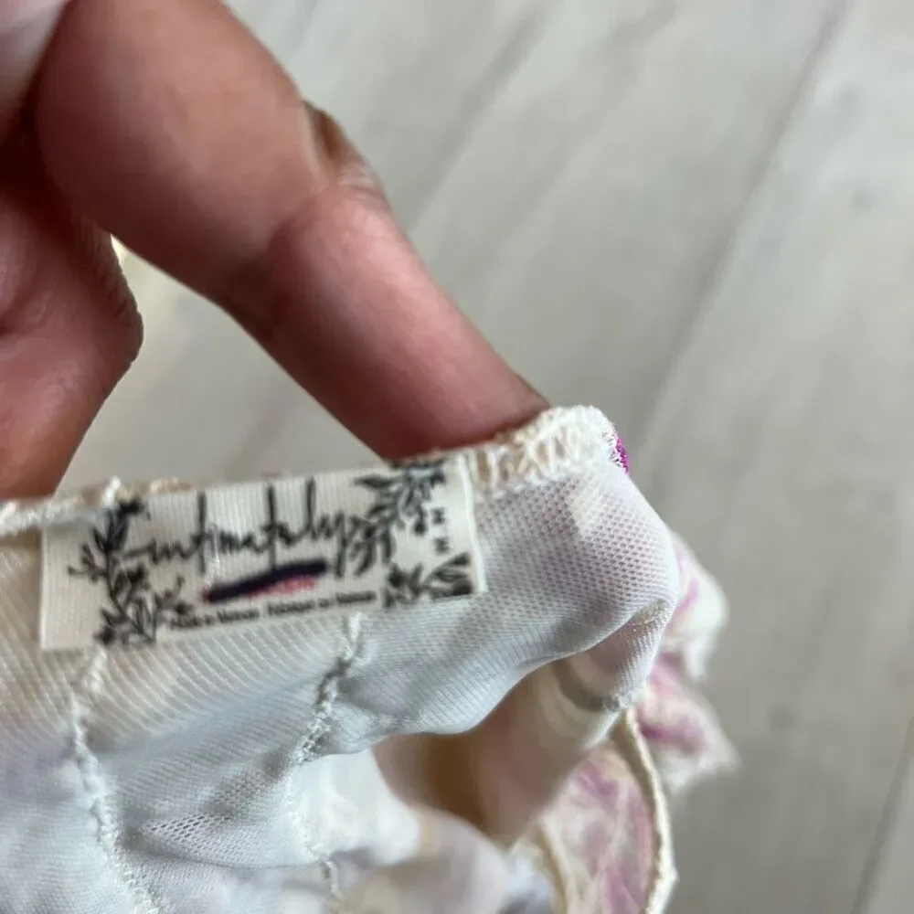 Free People Intimately Spring Combo Ivory Off Shoulder lacy Thong Lingerie Sz m